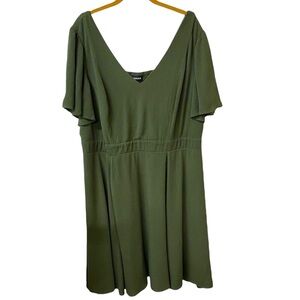 Torrid Women's Lined Tunic Dress Size 2 short Sleeve Vneck Smocking Pullover